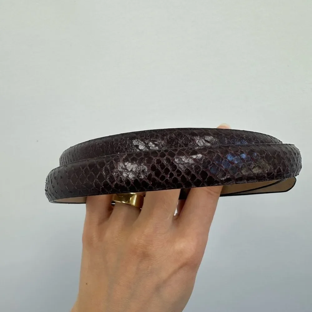 Ann Taylor Snake Embossed Reptile 100% Leather Burgundy Skinny Belt Size S